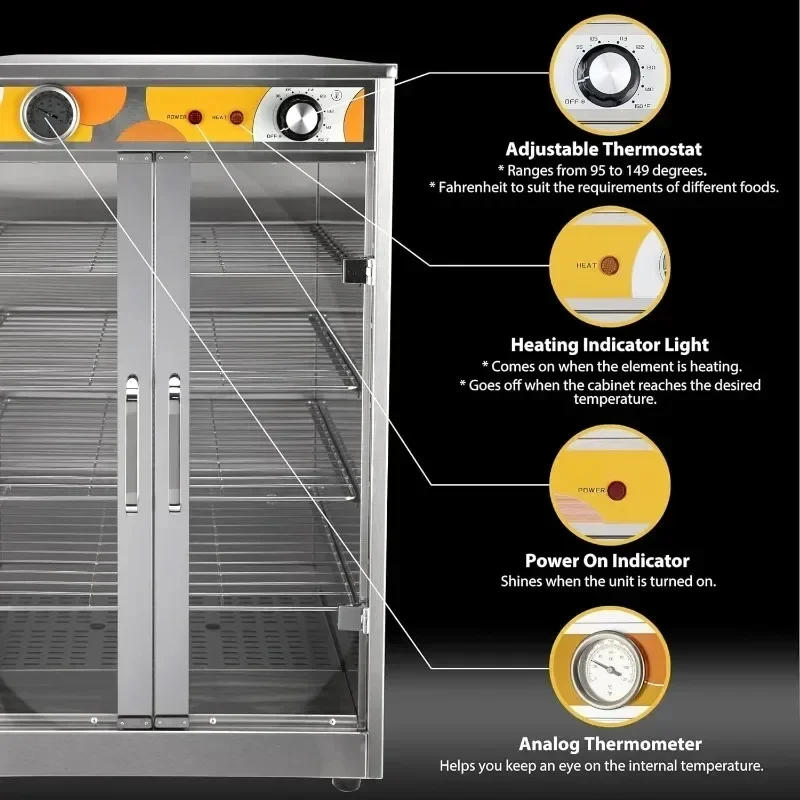 Electric Commercial Hot Box Food Warmer for Pizza/Pretzel, Countertop Heated Holding Cabinet, Warming Oven for Catering 3