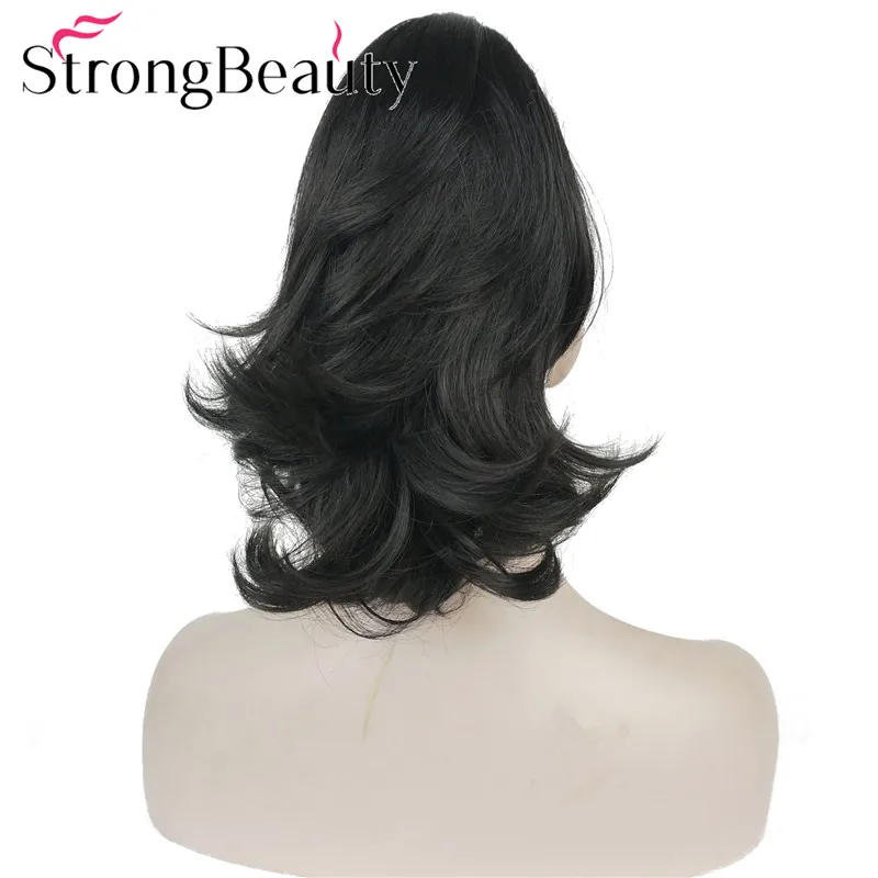 Strong Beauty Synthetic Short Wavy Blonde Black Ponytail Clip in/on Hair Piece Claw Clip Pony Tail For Hair Extensions