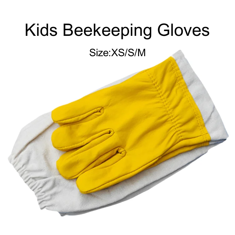 One Pair Kids Beekeeping Gloves Thick Goatskin Beekeeper Gloves Child Beekeeper Protective for Children Hand Protection