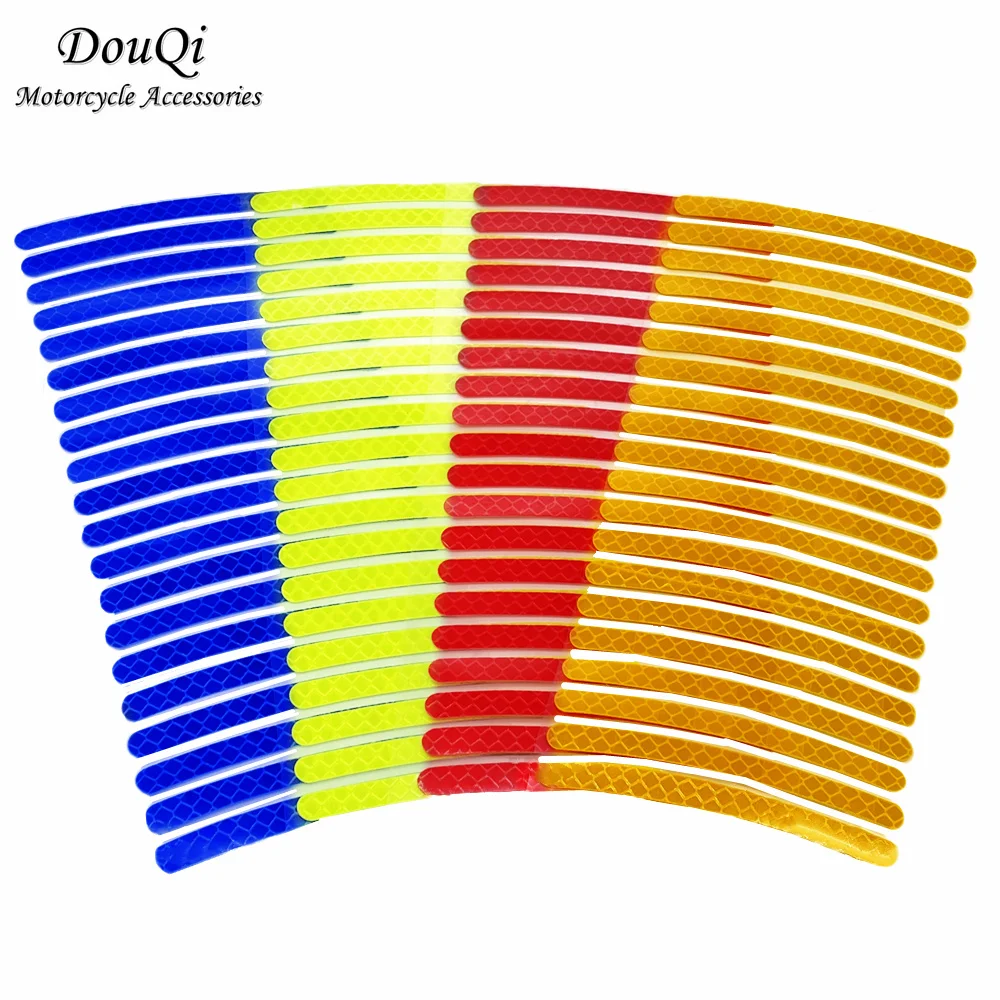 10pcs Car Hub Reflective Sticker Decorative Strips General Bicycle Automobile Motorcycle Scooter Tyre Accessories 10pcs japan 8 5 10 12 self locking switch esb33153 press 6 pin button automobile air conditioning controller