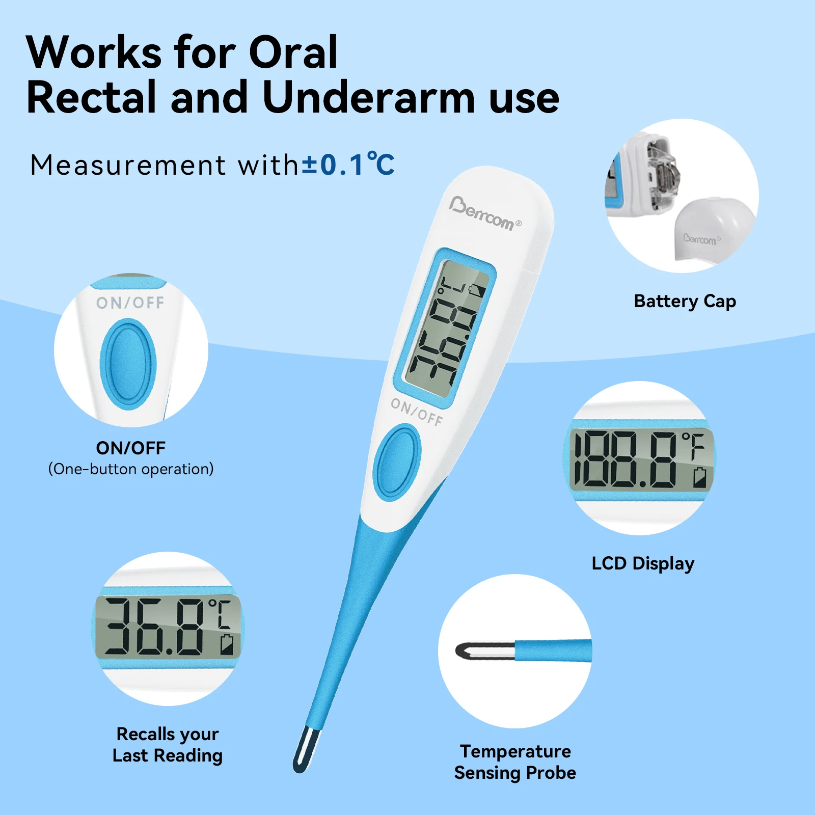 1PCS basal pink digital body Clinical fever Medical Equipment Tools Dry thermometers for people children Waterproof soft head 3