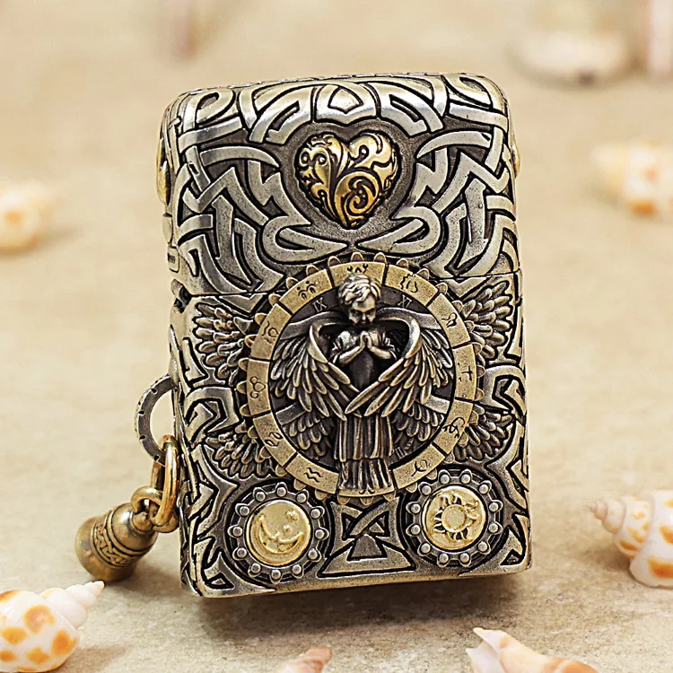 

Genuine Zippo seraph angel oil lighter copper windproof cigarette Kerosene lighters Gift with anti-counterfeiting code