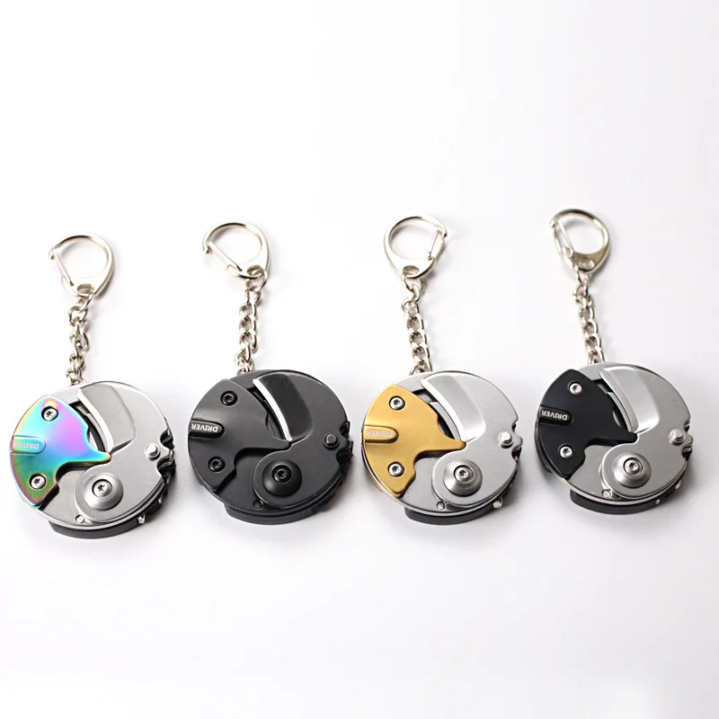 Folding Multifunctional Mini Knife with Screw Round Coin Shape Knife Creative EDC Gadget Outdoor Gear