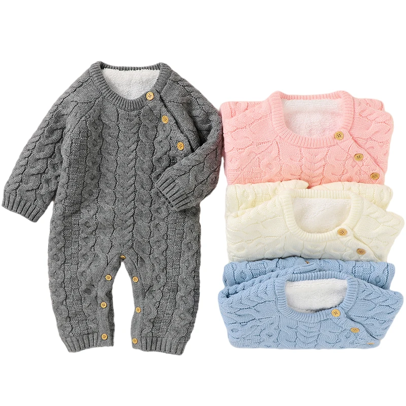 

Winter Baby Rompers Newborn Boys Girls Clothes Jumpsuit Infant Knitted Fleece Thick Baby Boys Romper Autumn Toddler Clothes