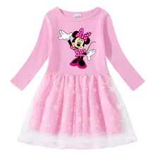 

Disney Toddler Girls Clothes Minnie Mouse Long Sleeve Mesh Princess Dress Vestidos Party Birthday Little Girls Costume Clothing