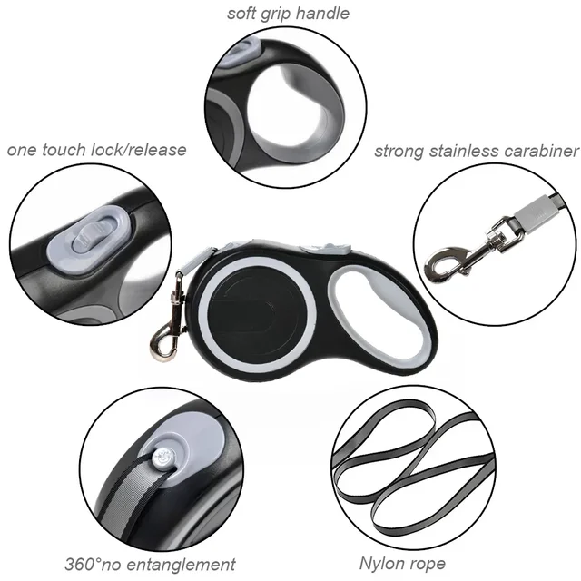 Sbdeb3c5ac38240b6b83a0372339bd567g.jpg 3m 5m 8m 50kg Dog Leash Retractable Roulette Collar for Small Big Dog Accessories Adjustable Durable Walking Hiking Bulldog Rope