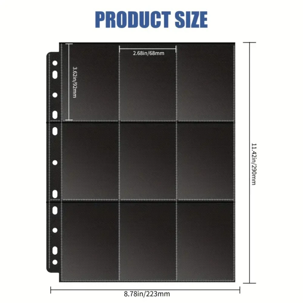 50 Pc 9 Pocket Page Protector Trading Card Sleeves Pages Baseball Pages For 11 Ring Binder Card Sheets For Standard Size Cards