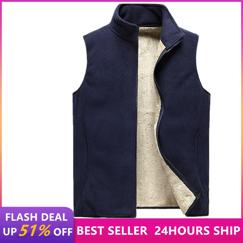 Gilet d'hiver en laine cachemire pour pêche élégante, fermeture éclair et coupe casual tailles S à 8XL