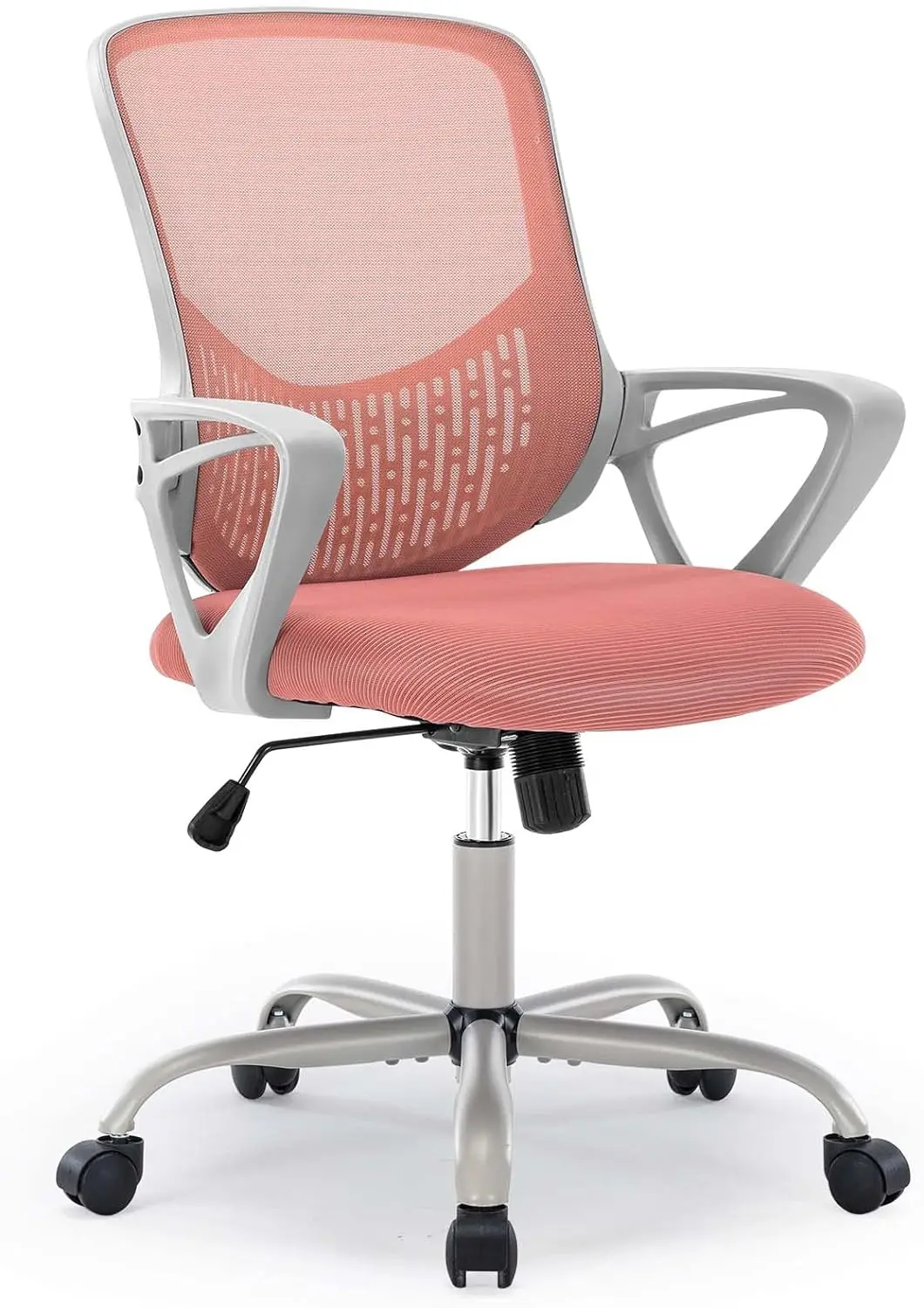 home office chair ergonomic desk chair mesh computer chair with lumbar support armrest executive rolling swivel adjustable mid Office Home Desk Mesh Fixed Armrest, Executive Computer Chair with Soft Foam Seat Cushion and Lumbar Support