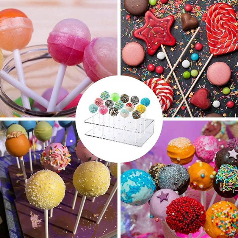 Cake Lollipop Holder Display Stand 15 Hole Clear Acrylic Holder Candy Acrylic Lollipop Wedding Party Dessert Stick