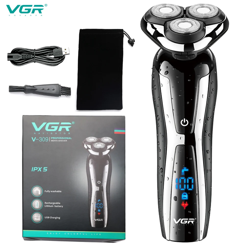 

VGR Wet Dry Electric Shaver For Men Rotary Beard Electric Razor Shaving Machine Grooming Kit Rechargeable LCD Display