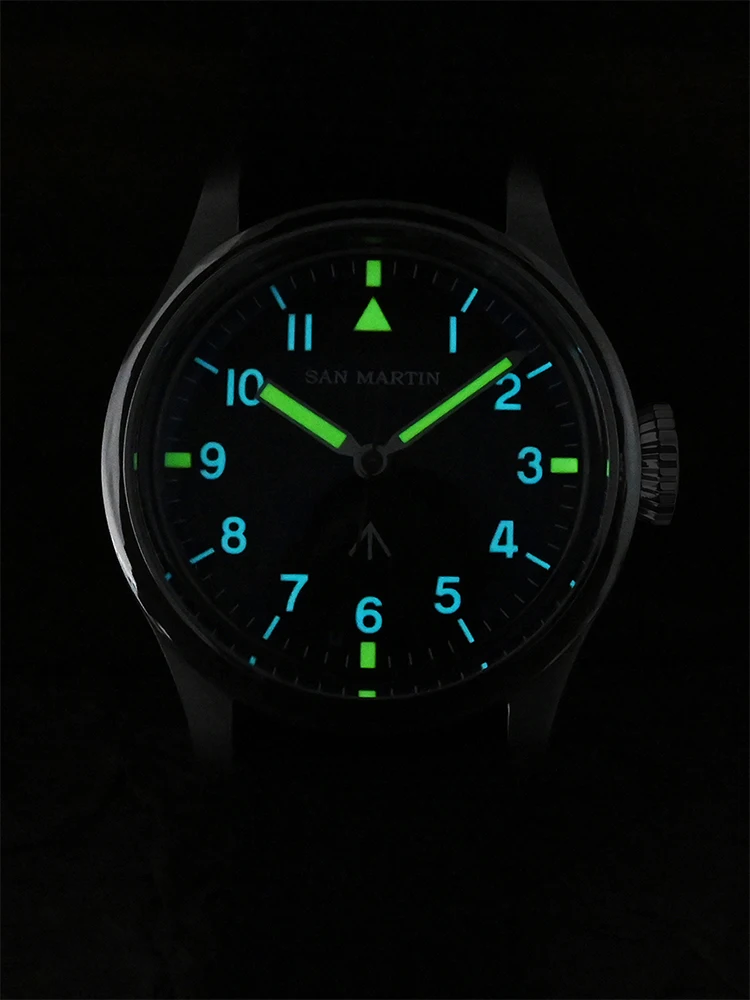 San Martin 38.5mm Sapphire Wristwatch Simple Pilot Military Field Automatic Mens Watch NH35 Luminous Reloj 10Bar SN0105NB-1