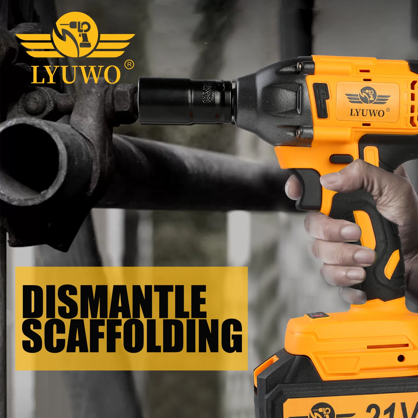 LYUWO Electric Wrench 420NM Brushless Electric Wrench High Torque Air Cannon Heavy Duty Automobile Repair High Power Impact Plat 3
