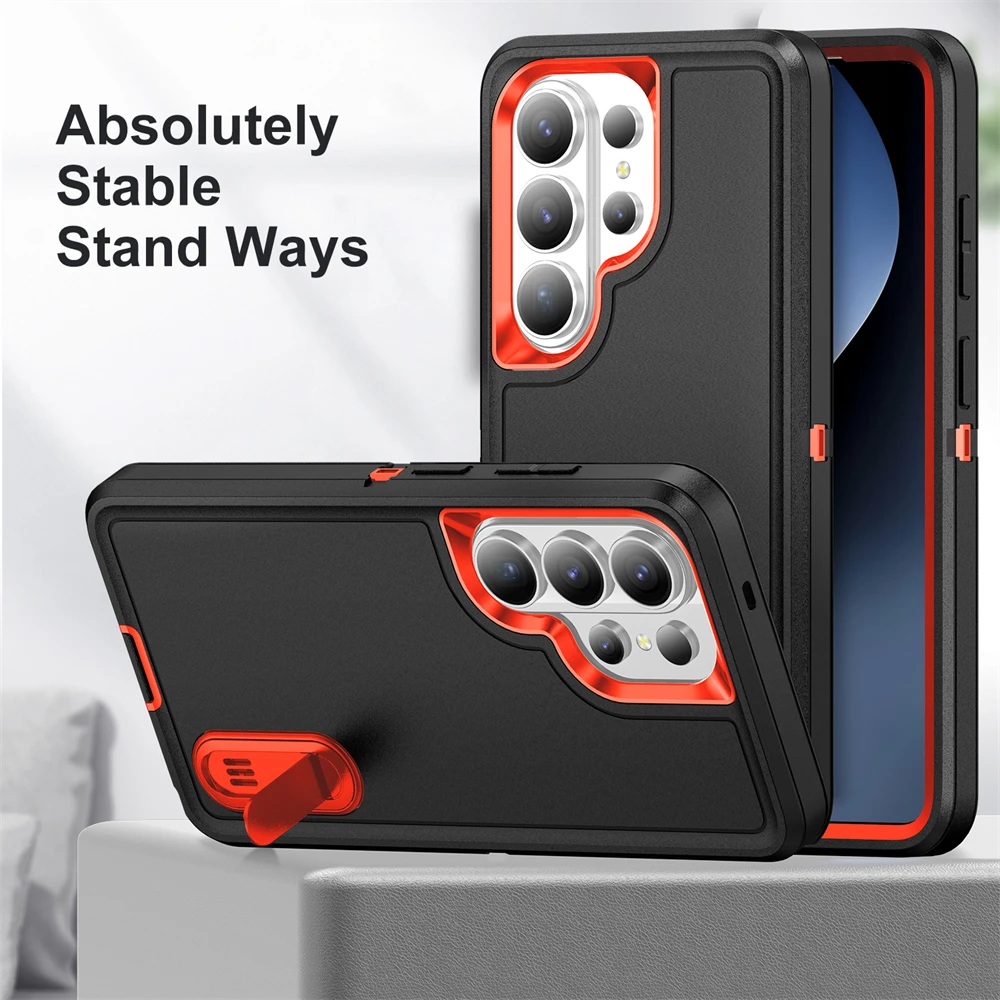 3-in-1 Shockproof Stand Case - Heavy Duty Rugged Hybrid Military Cover