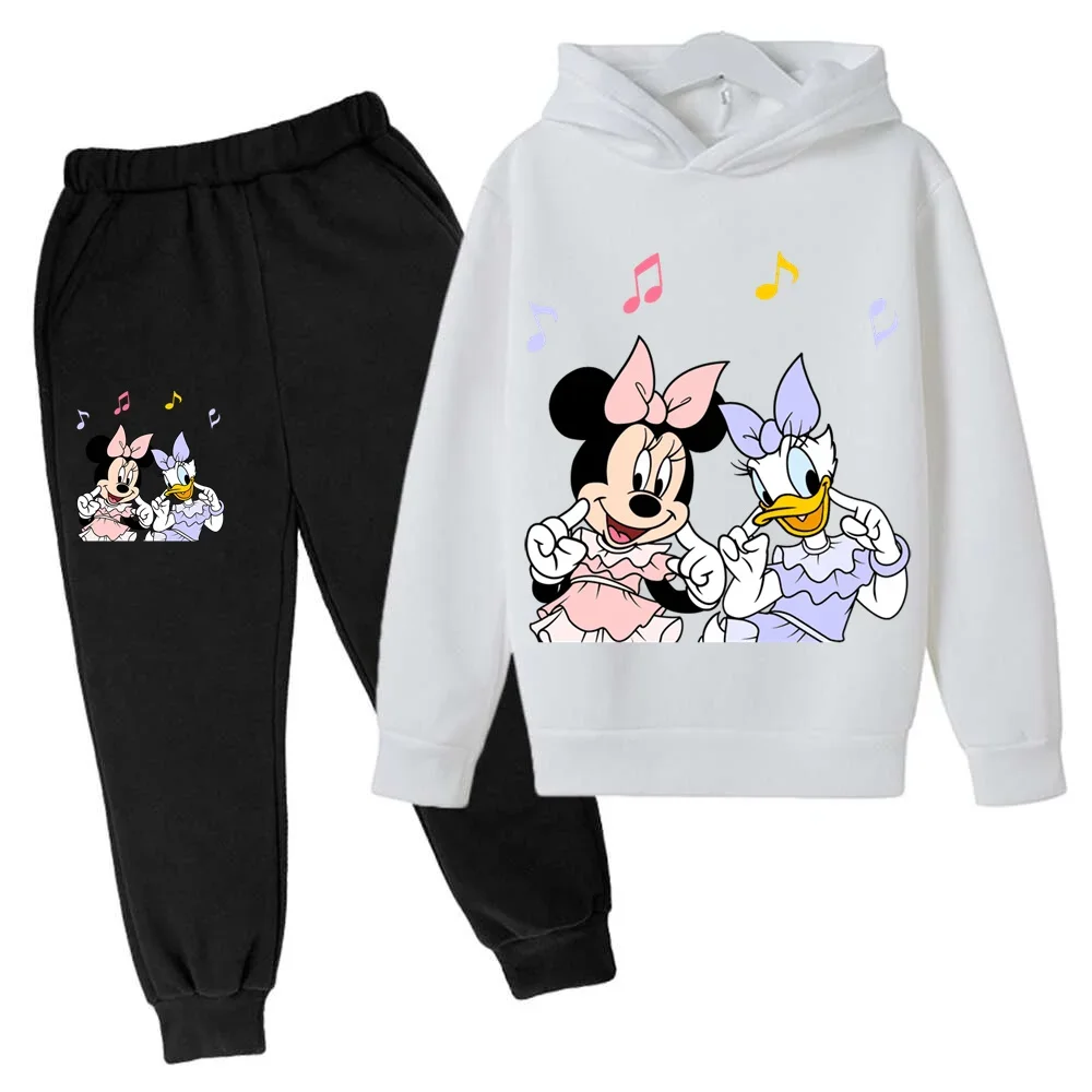 Girls boys Disney Mickey Mouse Hoodies Cotton Donald Duck Long Sleeve pant Children Autumn 4-14 Years Old Cartoon Casual Hooded 4