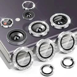 Glitter Bling Individual Aluminum Alloy Camera Lens Protector Ring with Alignment Board - Galaxy S25 (Silver)