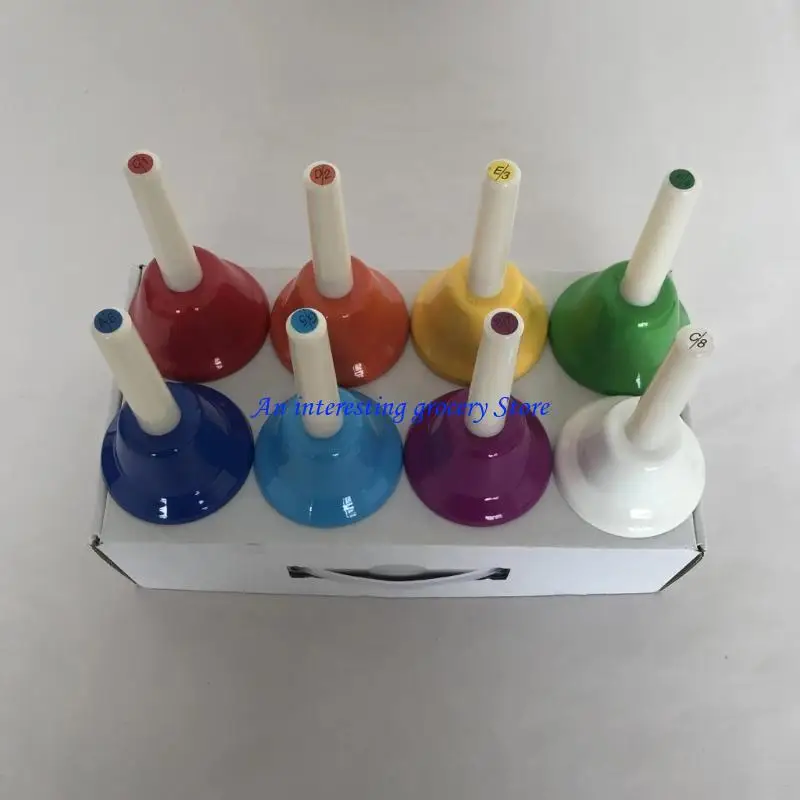 652D 8-Noten-Handglocken, bunte Hand-Percussion-Glocken, Musikinstrument, Partyzubehör – Detail 1