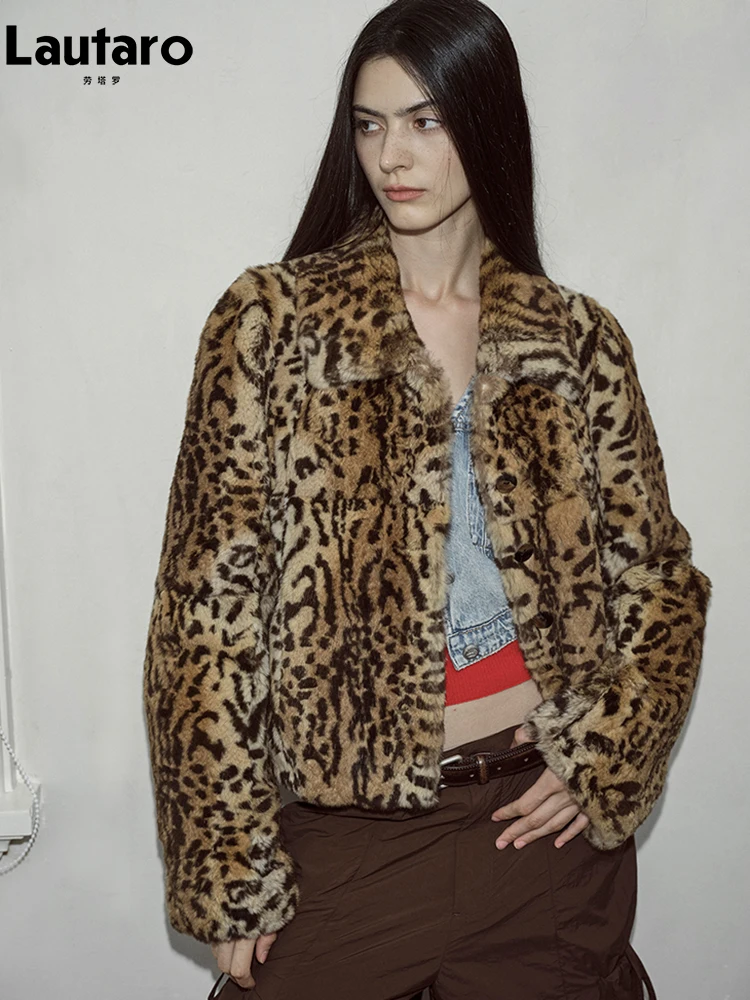 Autumn Winter Short Luxury Soft Thick Warm Colorful Leopard Print 6