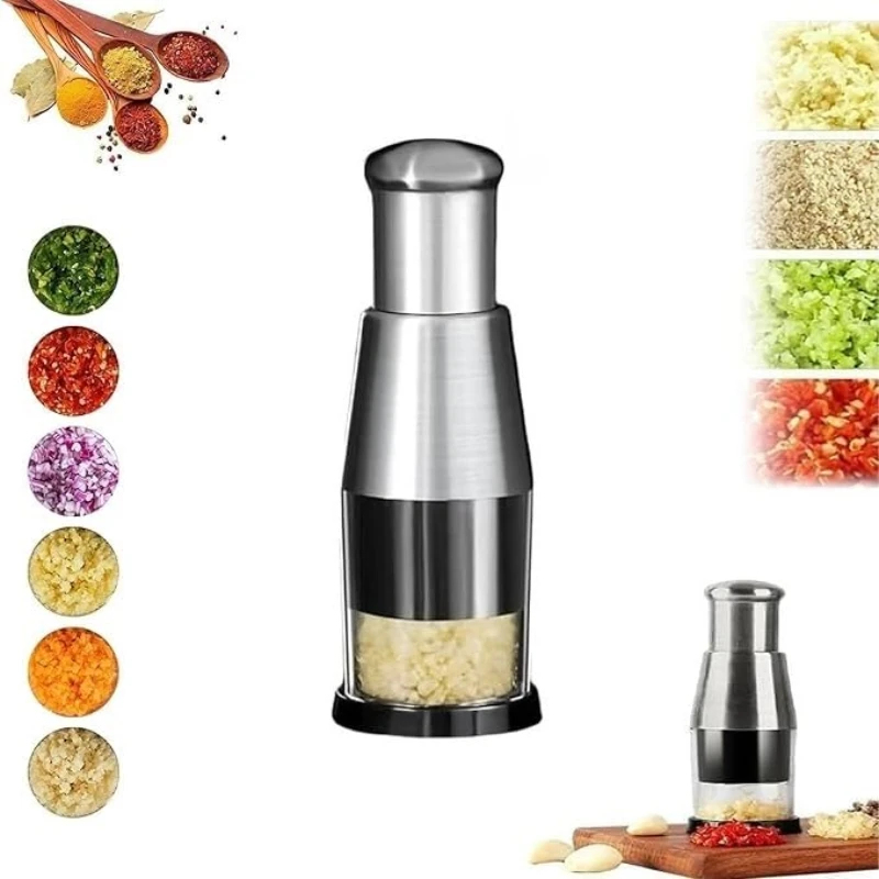 Manual Garlic Chopper Stainless Steel Handheld Garlic Masher Food Chopper Slicer Vegetable Cooking Crusher Kitchen Accessories 1