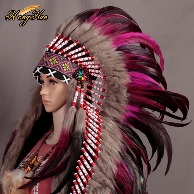 38inch full high  indian Feather headdress replica made feather costumes feather headpiece feather hat