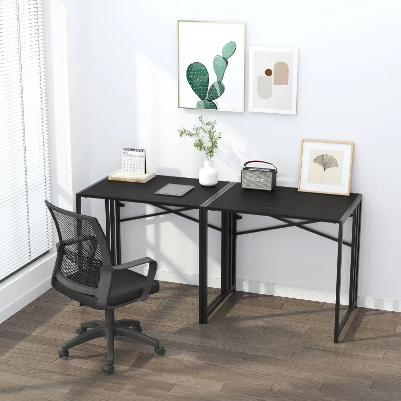 Small Folding Computer Desk 32 inch, Writing Gaming Computer Desk for Small Spaces, No Assembly Required Small Office Desk 6