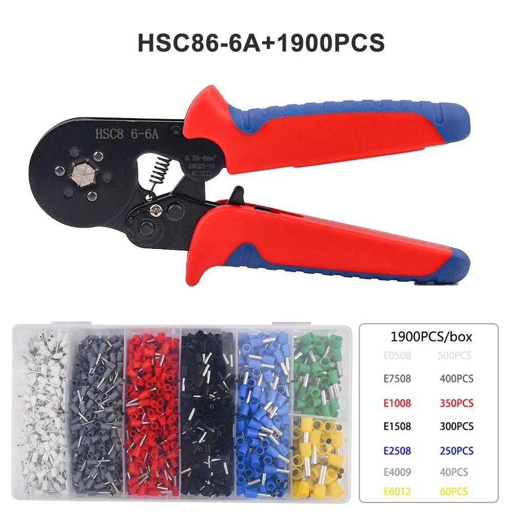 압착 펜치 페룰 슬리브, 관형 터미널 도구, HSC8 YE6-6 와이어 크림퍼, 가정용 전기 세트