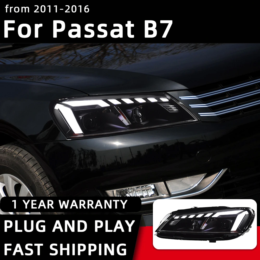 Faros de estilo de coche para VW Passat B7, faro delantero lámpara de cabeza DRL, lente de proyector de señal, accesorios automotrices, 2011 2016| | - AliExpress
