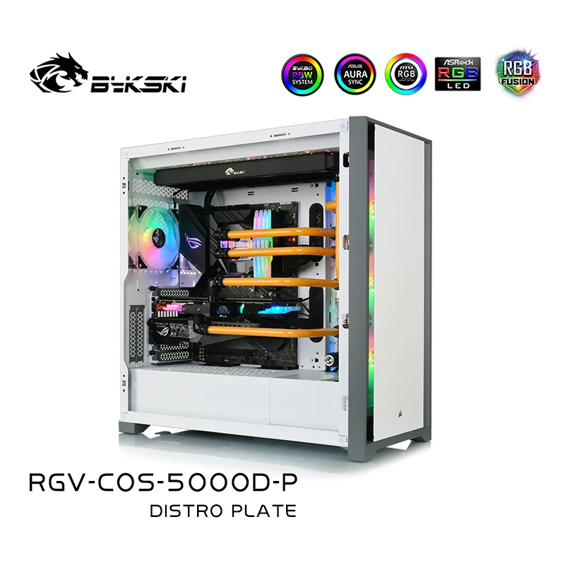 Bykski Rgv-Cos-5000D-P Distro Piastra Per Corsair 5000D Caso, Mod Waterway Bordo Serbatoio Di Raffreddamento Ad Acqua Kit Per Il Calcolo Cpu Gpu