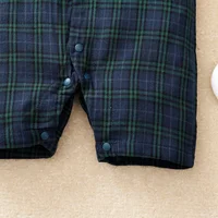 Newborn Baby Boy Jumpsuit Short Sleeves Plaid Gentleman Romper with Bow Tie Summer Fashion One Piece for Toddler 0-18Months 5