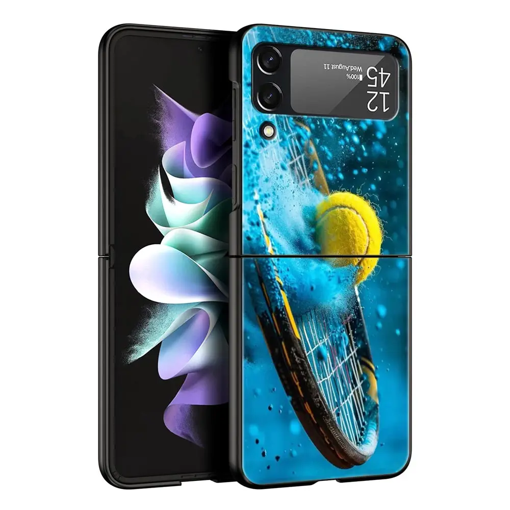 Elegant Black Tennis-Inspired Foldable Phone Case - Durable Hard Shell Cover