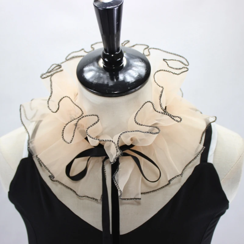 Frauen Vintage Mesh Neck Ruff Abnehmbare Tüll Rüschen Kragen Renaissance-viktorianisches Halloween Cosplay Kostüm Zubehör Clown – Detail 17