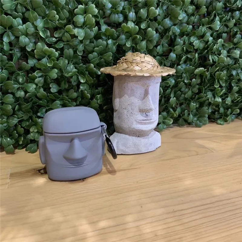 

Easter Island Statues Case for AirPods Pro2 Airpod Pro 1 2 3 Bluetooth Earbuds Charging Box Protective Earphone Case Cover