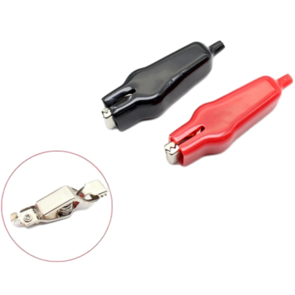 2PCS Alligator Clip 20A PVC Sheathed Nickel-plated Iron Alligator Clamp DIY Test Lead Crocodile Electrical Clip Electrical Tool