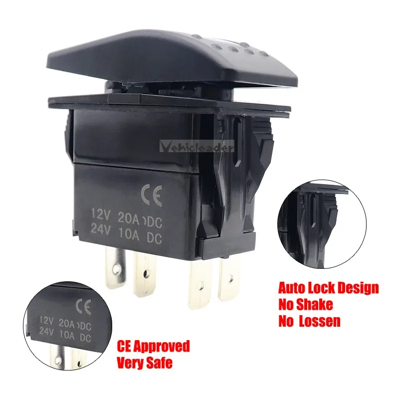 Waterproof Dual Blue LED Rocker Switch for Vehicle and Marine Use