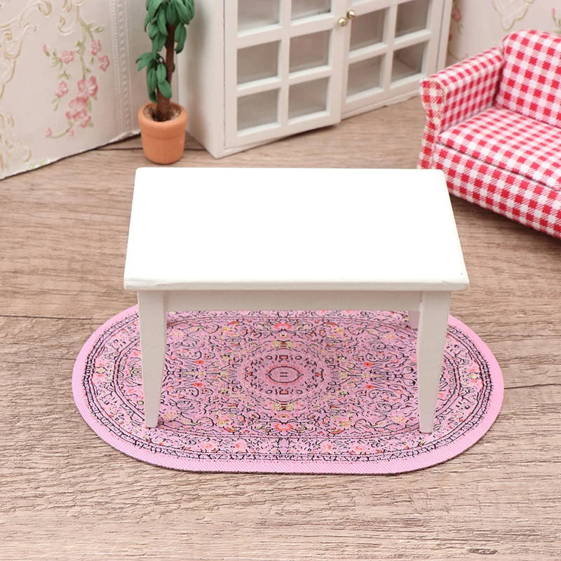 1:12 Puppenhaus Miniatur Runde Bodenteppich Abdeckung Oval Teppich Bodenmatte Modell Schlafzimmer Wohnzimmer Dekor Spielzeug Puppenhaus Zubehör – Detail 7
