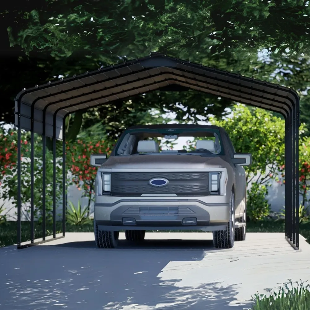 Carport 12 x 20 x 7 ft All-Steel Canopy Shelter Frame Parking a Car, SUV, Motorcycle, and Other Vehicles Outdoor Driveway