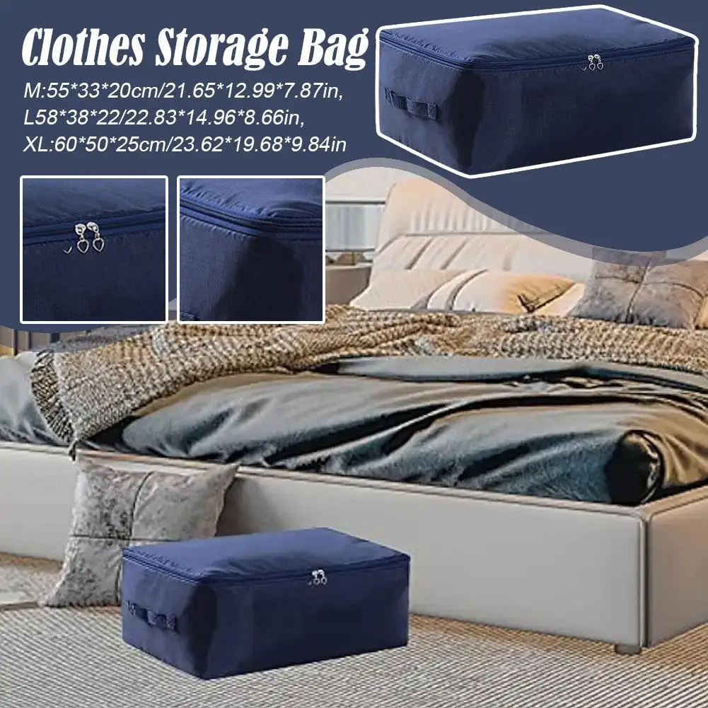 

Multifunctional Oxford Cloth Solid Color Quilt Clothes Storage Bag Large Capacity Wardrobe Moisture Proof Organizer Bag Foldable