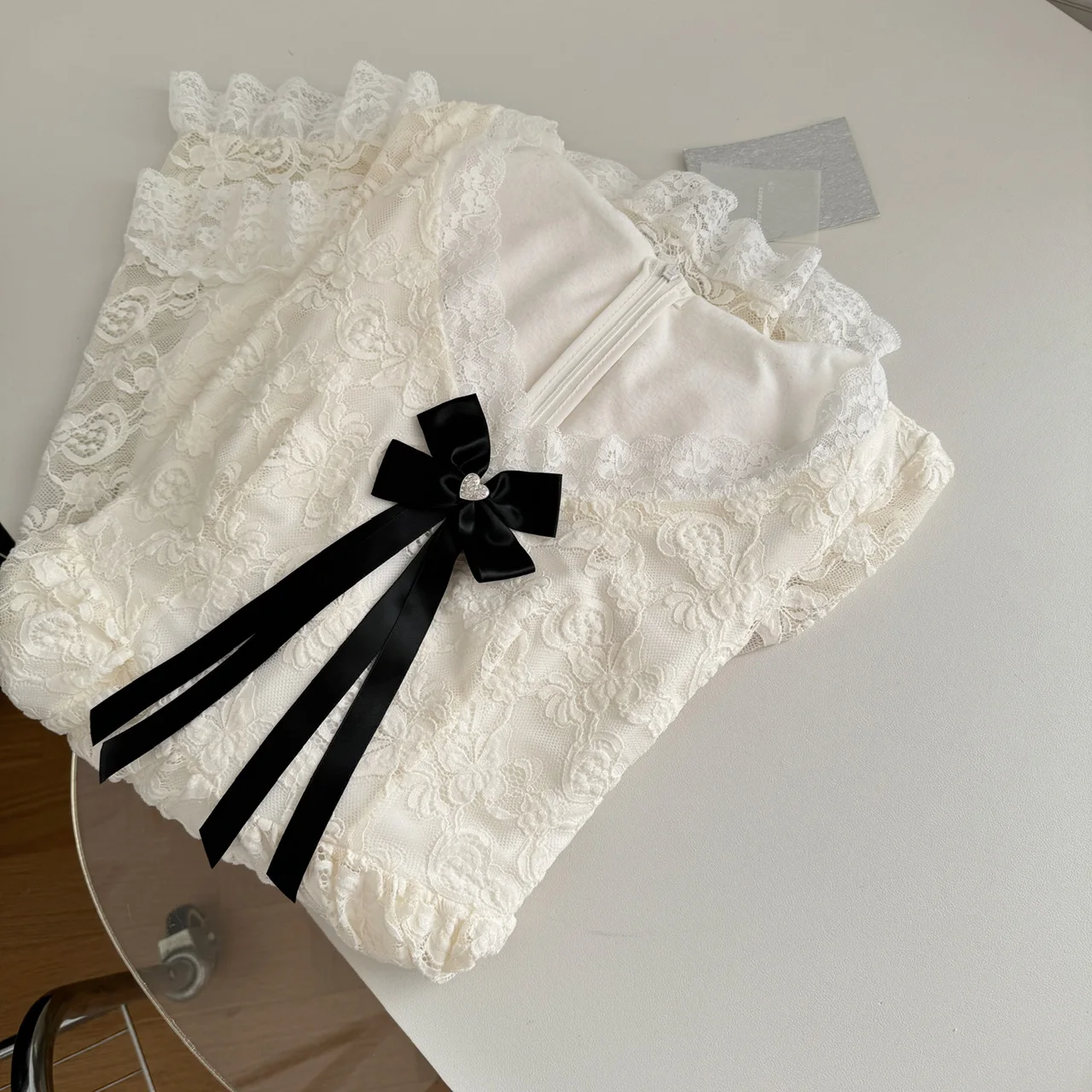 Elegant Lace Mini Dresses Women V-neck Long Sleeve Ruffles A-line Autumn New Sweet Korean Fashion Party Dress Female Vestidos