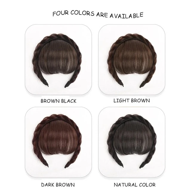 Peluca con flequillo de aire para mujer, aro de Pelo trenzado, todo en uno, Frente Natural, parte superior, reemplazo de cabello falso, diadema de parche - Imagen 3