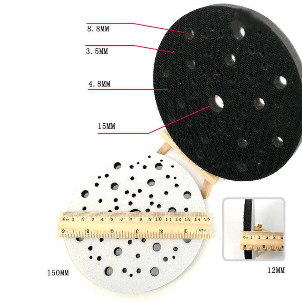 6" 150 mm Schnittstellenpads Klettverschluss-Schutzpolster 70 Loch weiches Schwammpolster zum Polieren und Schleifen von Schleifmaschinen – Detail 5