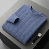 Thickened floral Autumn/winter new 100% Merino wool cashmere sweater men's O-neck pullover warm bottom knit shirt top 2