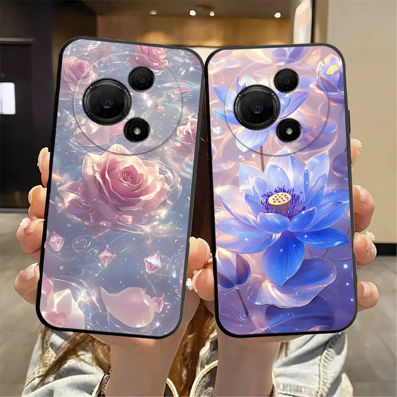 Soft Silicone Bumper Phone Case with Flower Butterfly Marble Design