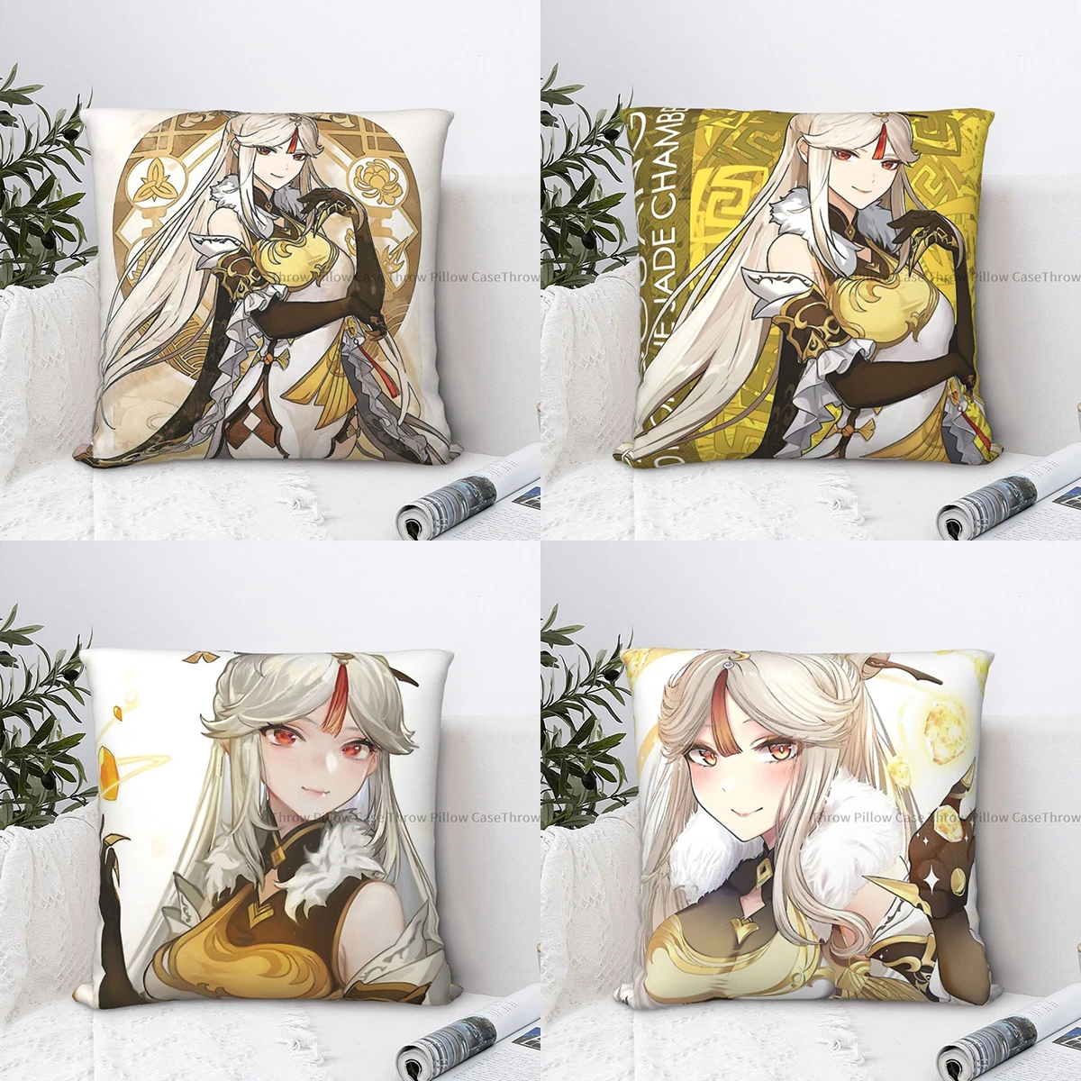 

Ningguang Hug Pillowcase Genshin Impact Ningguang College Backpack Cojines Sofa DIY Printed Chair Coussin Covers Decorative