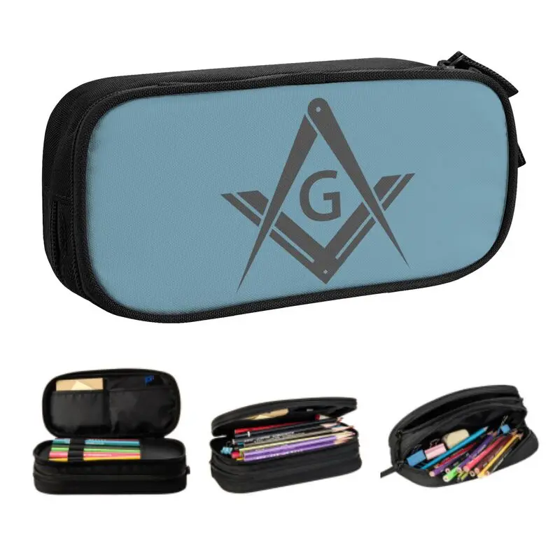 

Kawaii Freemason Logo Pencil Case for Girls Boys Big Capacity Masonic Mason Freemasonry Pencil Pouch School Supplies