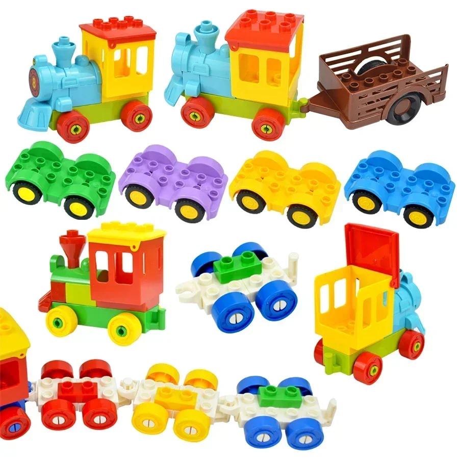 City Train Car Transport Accessory: Large-Size Track Railway Brick Set with Straight, Curved, and Uphill Rails