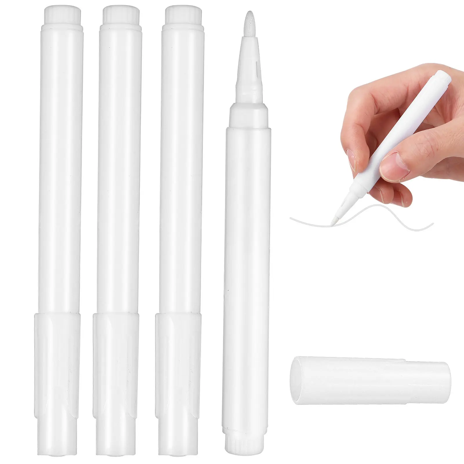 4Pcs 흰색 액체 분필 마커 유리창용 미세 팁 지울 수 있는 쓰기 펜 칠판 공예 흰색 분필 마커