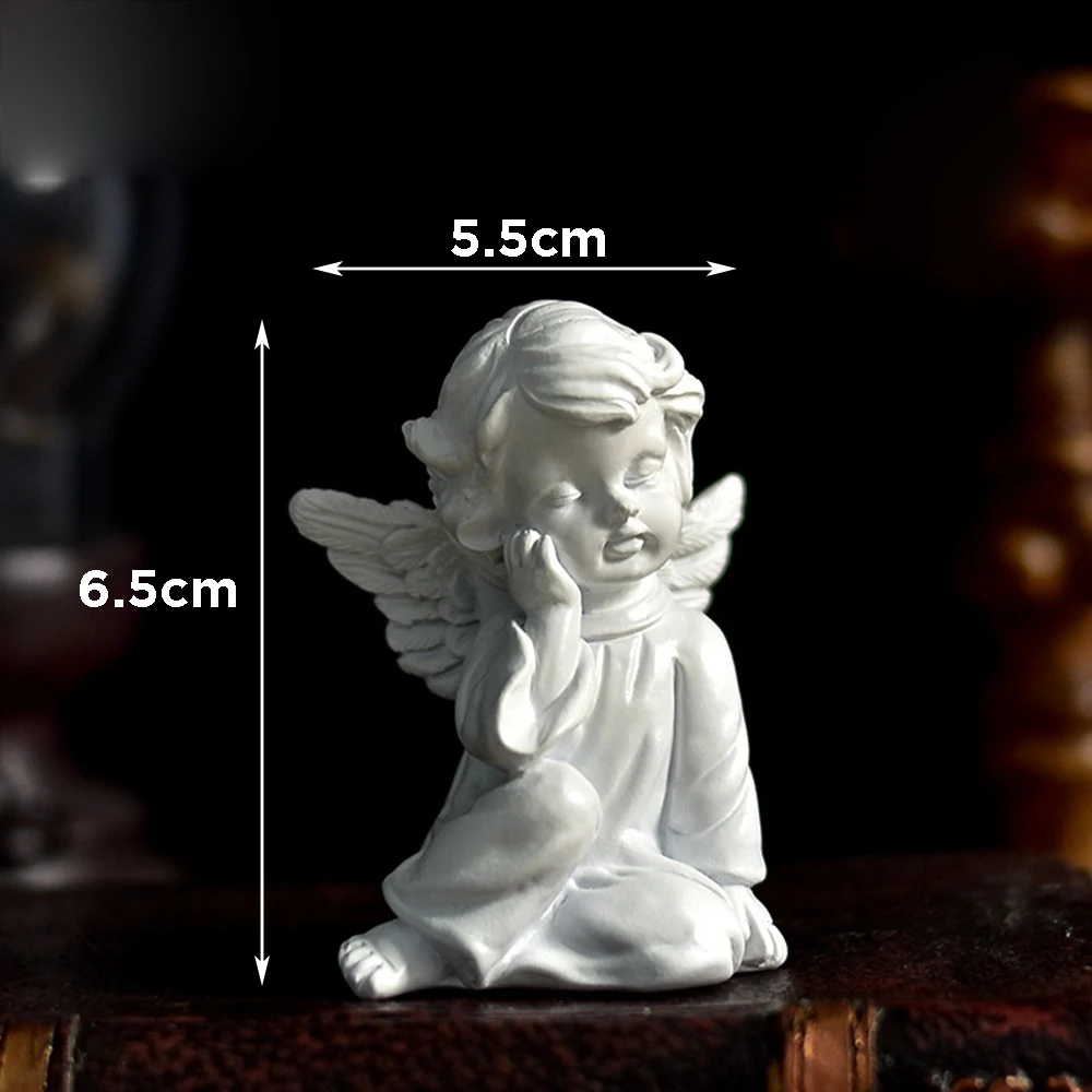 Cute Resin Fairy Girl Angel Figurine Peaceful Prayer Sculpture Desktop Ornaments Retro Flower Fairy Small Decorative