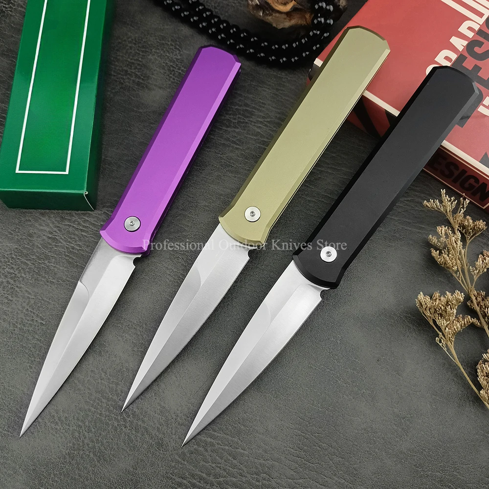 

920 Satin Blasted D2 Blade Pocket Tactical Rescue Camping A/U/T/O Knives EDC Self-defense Tools Folding Knife Aluminium Handle