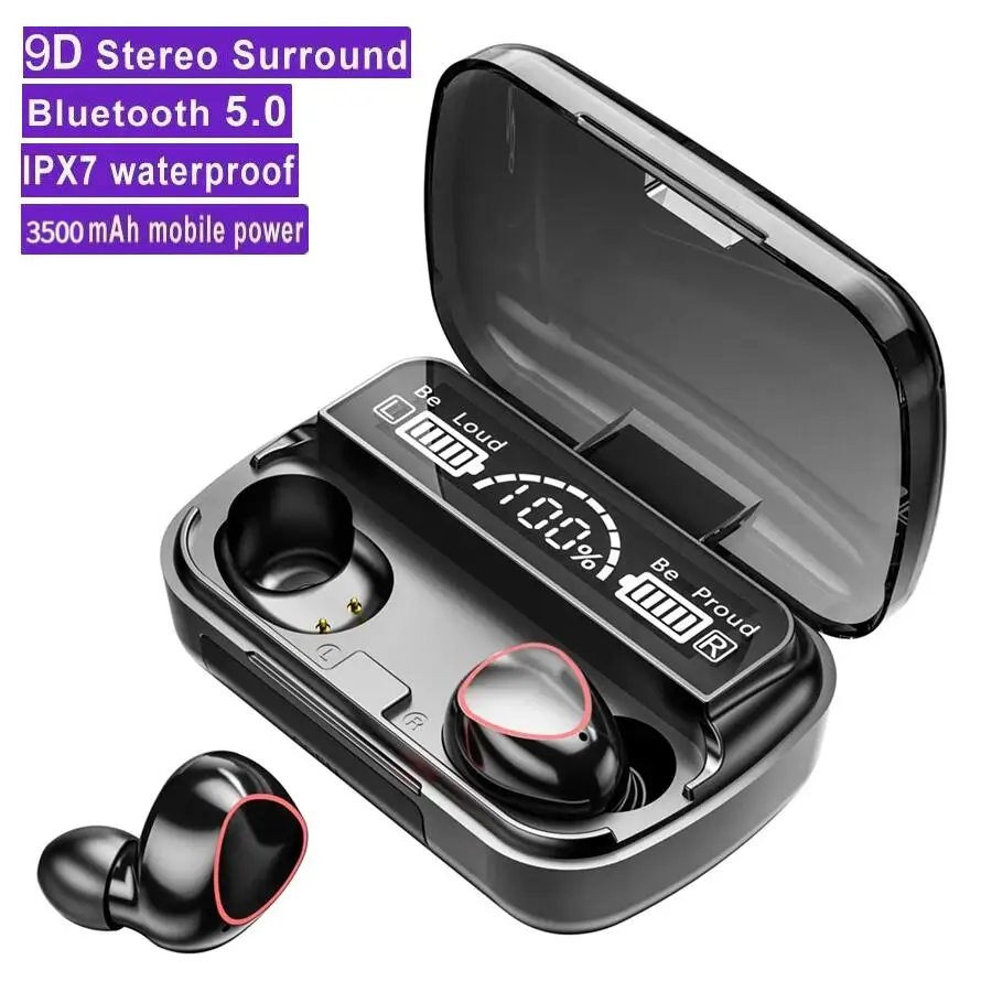 TWS Wireless Headphones 9D Stereo Bluetooth-compatible Earphones Waterproof Earbuds Sport Headset with Mic 3500 Charging Box | Электроника
