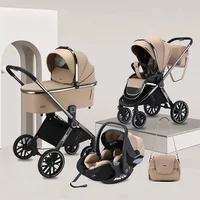 Chariot bidirectionnel pour bébé avec siège de sécurité, pliable à un bouton, livré avec un sac pour maman, 3 en 1 3
